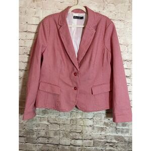 7th Avenue Blazer Womens 20 Red & White Gingham Plaid Two Button Office Career